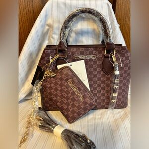 Bebe Stylish Burgundy Handbag Set NWT